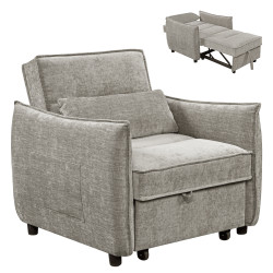 Πολυθρονα-κρεβατι oryn hm3307.03 μπεζ υφασμα 89x85x84υεκ. **