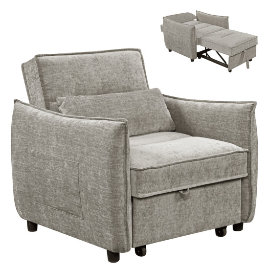 Πολυθρονα-κρεβατι oryn hm3307.03 μπεζ υφασμα 89x85x84υεκ. **