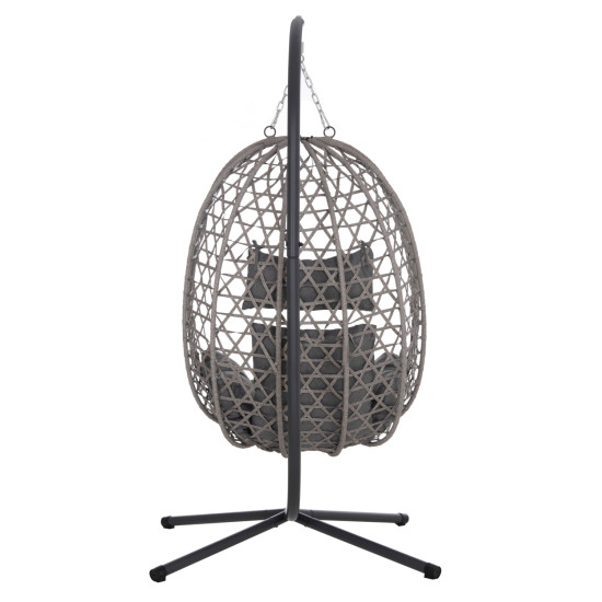 Κρεμαστη φωλια nesta hm6468.01 γκρι μεταλλο & p.e.rattan 100x100x190υεκ. **