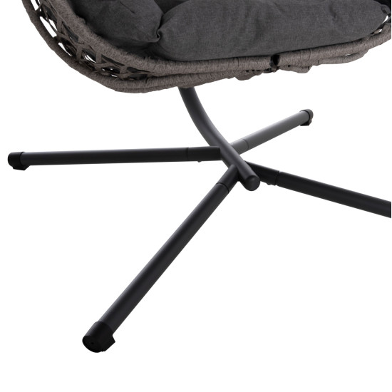 Κρεμαστη φωλια nesta hm6468.01 γκρι μεταλλο & p.e.rattan 100x100x190υεκ. **