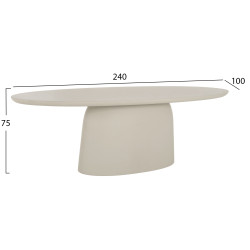 Τραπεζι τραπεζαριασ οβαλ breccan hm6577.02 μπεζ fiber cement 240x100x75υεκ. **