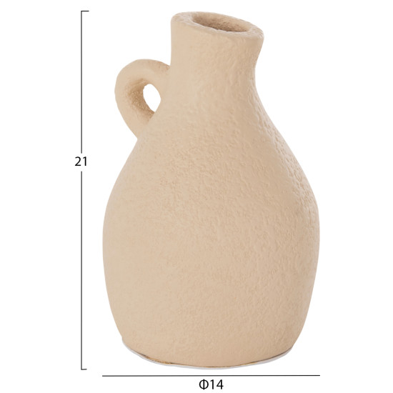 Επιτραπεζιο διακοσμητικο βαζο decant hm4667.02l τερακοτα σε κρεμ--φ14x21υεκ. **