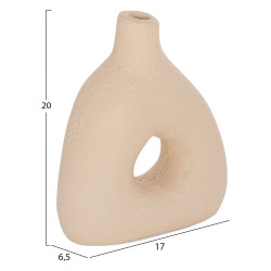 Επιτραπεζιο διακοσμητικο βαζο decant hm4667.02μ τερακοτα σε κρεμ--17x6.5x20υεκ. **