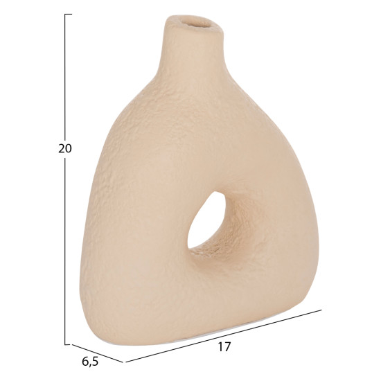 Επιτραπεζιο διακοσμητικο βαζο decant hm4667.02μ τερακοτα σε κρεμ--17x6.5x20υεκ. **