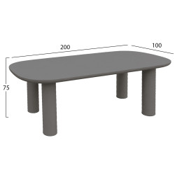 Τραπεζι τραπεζαριασ kiora hm6597.01 γκρι fiber cement 200x100x75υεκ **