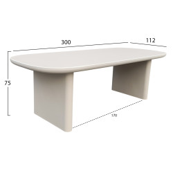 Τραπεζι τραπεζαριασ azami hm6601.02 μπεζ fiber cement 300x112x75υεκ. **