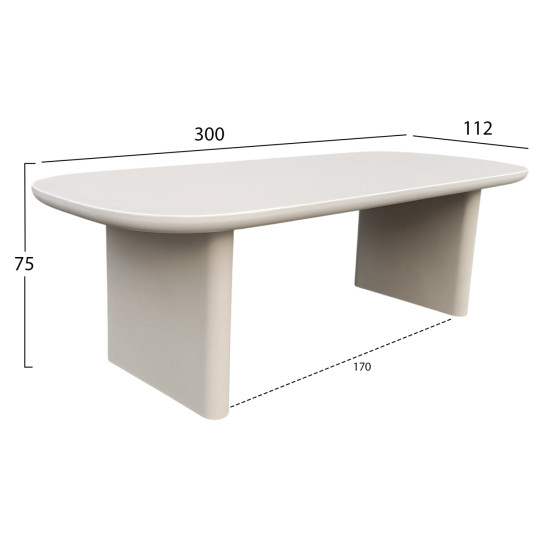 Τραπεζι τραπεζαριασ azami hm6601.02 μπεζ fiber cement 300x112x75υεκ. **