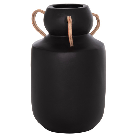 Διακοσμητικο βαζο mibo hm4688.01m τερακοτα μαυρh--χερουλια φυσικο rattan φ16,5x26υεκ **