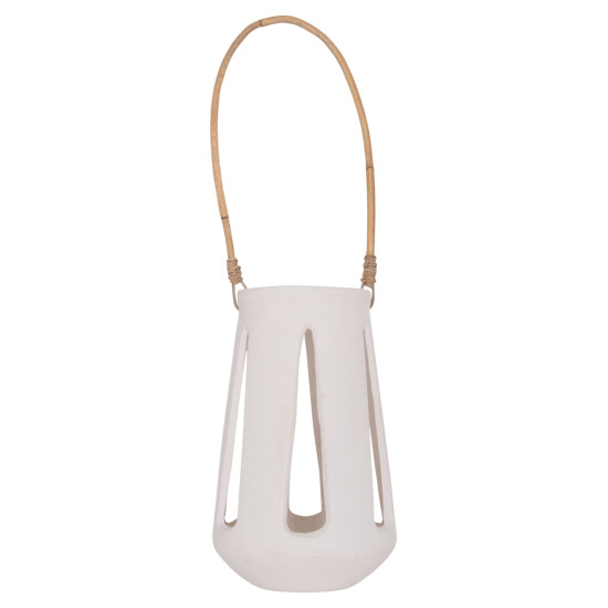 Επιτραπεζιο φαναρι erantyl hm4696.02l λευκο fiber cement & χερουλι rattan φ17x27yεκ. **