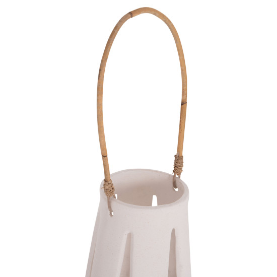 Επιτραπεζιο φαναρι erantyl hm4696.02l λευκο fiber cement & χερουλι rattan φ17x27yεκ. **