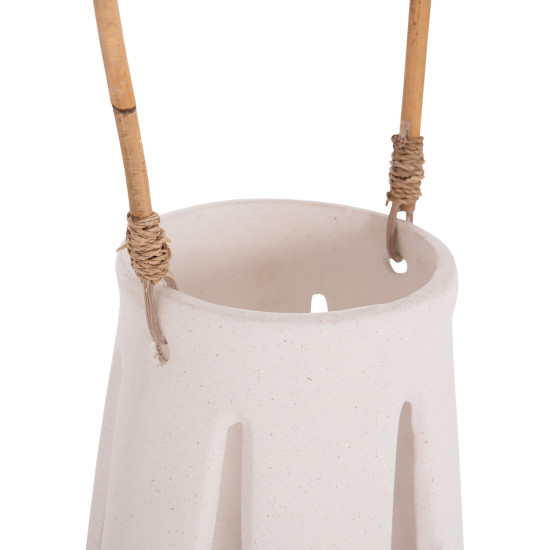 Επιτραπεζιο φαναρι erantyl hm4696.02l λευκο fiber cement & χερουλι rattan φ17x27yεκ. **