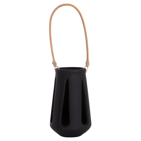 Επιτραπεζιο φαναρι erantyl hm4696.01l μαυρο fiber cement & χερουλι rattan φ17x27yεκ. **