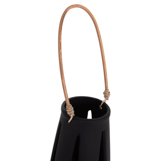 Επιτραπεζιο φαναρι erantyl hm4696.01l μαυρο fiber cement & χερουλι rattan φ17x27yεκ. **