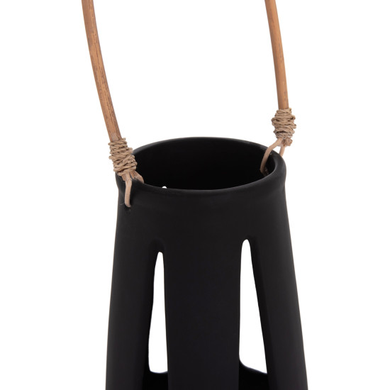 Επιτραπεζιο φαναρι erantyl hm4696.01l μαυρο fiber cement & χερουλι rattan φ17x27yεκ. **