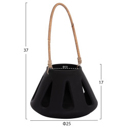 Επιτραπεζιο φαναρι erantyl hm4696.01s μαυρο fiber cement & χερουλι rattan φ25x17yεκ. **