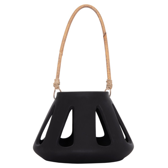 Επιτραπεζιο φαναρι erantyl hm4696.01s μαυρο fiber cement & χερουλι rattan φ25x17yεκ. **