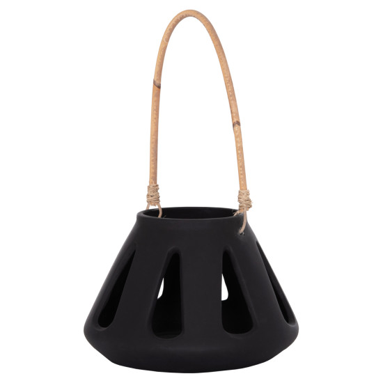 Επιτραπεζιο φαναρι erantyl hm4696.01s μαυρο fiber cement & χερουλι rattan φ25x17yεκ. **