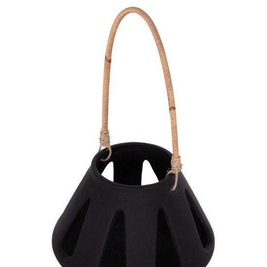 Επιτραπεζιο φαναρι erantyl hm4696.01s μαυρο fiber cement & χερουλι rattan φ25x17yεκ. **