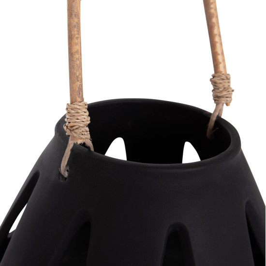 Επιτραπεζιο φαναρι erantyl hm4696.01s μαυρο fiber cement & χερουλι rattan φ25x17yεκ. **