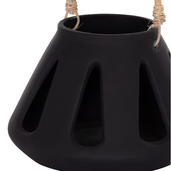 Επιτραπεζιο φαναρι erantyl hm4696.01s μαυρο fiber cement & χερουλι rattan φ25x17yεκ. **