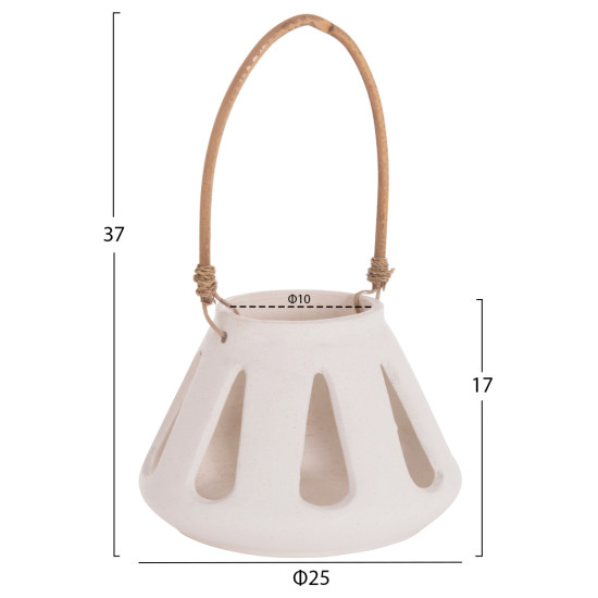 Επιτραπεζιο φαναρι erantyl hm4696.02s λευκο fiber cement & χερουλι rattan φ25x17yεκ. **