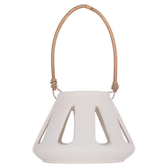 Επιτραπεζιο φαναρι erantyl hm4696.02s λευκο fiber cement & χερουλι rattan φ25x17yεκ. **