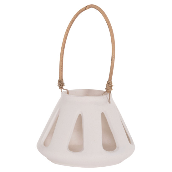 Επιτραπεζιο φαναρι erantyl hm4696.02s λευκο fiber cement & χερουλι rattan φ25x17yεκ. **