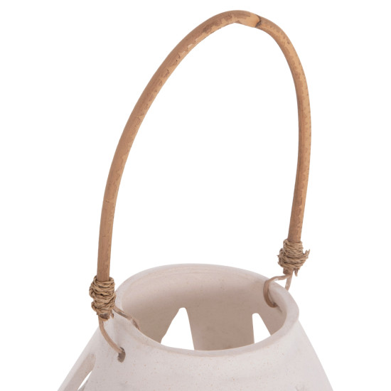 Επιτραπεζιο φαναρι erantyl hm4696.02s λευκο fiber cement & χερουλι rattan φ25x17yεκ. **