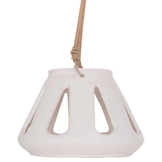 Επιτραπεζιο φαναρι erantyl hm4696.02s λευκο fiber cement & χερουλι rattan φ25x17yεκ. **