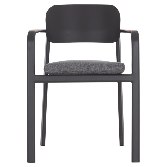 Πολυθρονα τραπεζαριασ elara hm6414.01 γκρι αλουμινιο-olefin--ξυλο teak 56x62x78υεκ. **