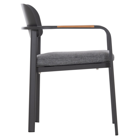 Πολυθρονα τραπεζαριασ elara hm6414.01 γκρι αλουμινιο-olefin--ξυλο teak 56x62x78υεκ. **