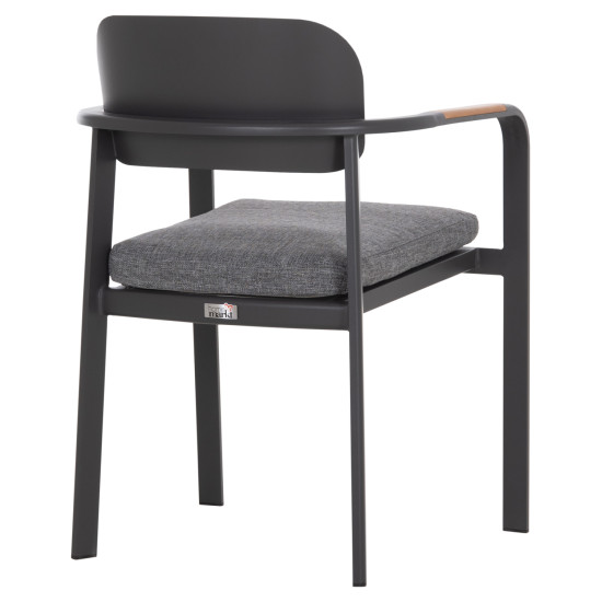 Πολυθρονα τραπεζαριασ elara hm6414.01 γκρι αλουμινιο-olefin--ξυλο teak 56x62x78υεκ. **