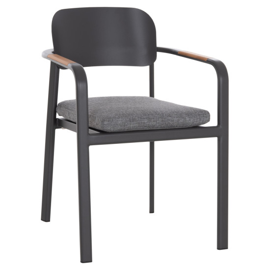 Πολυθρονα τραπεζαριασ elara hm6414.01 γκρι αλουμινιο-olefin--ξυλο teak 56x62x78υεκ. **