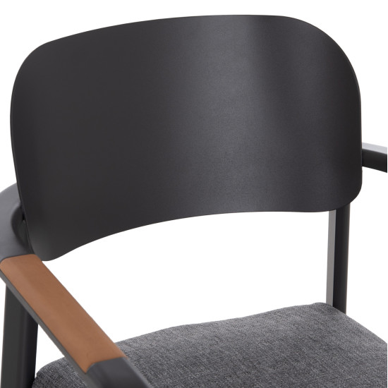 Πολυθρονα τραπεζαριασ elara hm6414.01 γκρι αλουμινιο-olefin--ξυλο teak 56x62x78υεκ. **