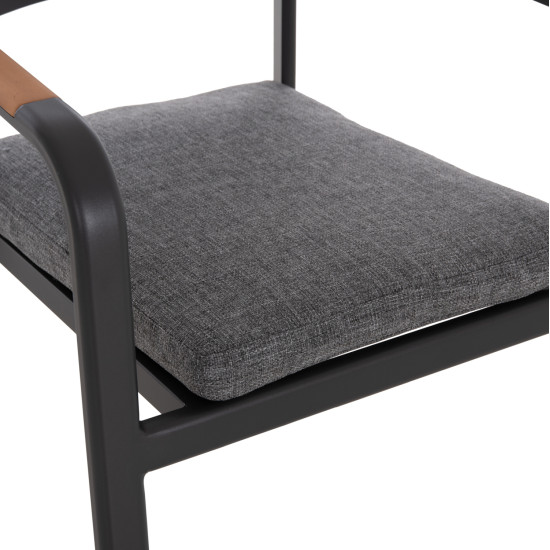 Πολυθρονα τραπεζαριασ elara hm6414.01 γκρι αλουμινιο-olefin--ξυλο teak 56x62x78υεκ. **