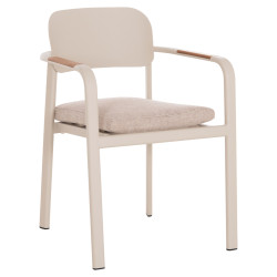 Πολυθρονα τραπεζαριασ elara hm6414.05 μπεζ αλουμινιο-olefin--ξυλο teak 56x62x78υεκ. **