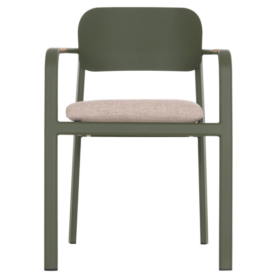 Πολυθρονα τραπεζαριασ elara hm6414.06 πρασινο αλουμινιο-μπεζ olefin--teak 56x62x78υεκ **