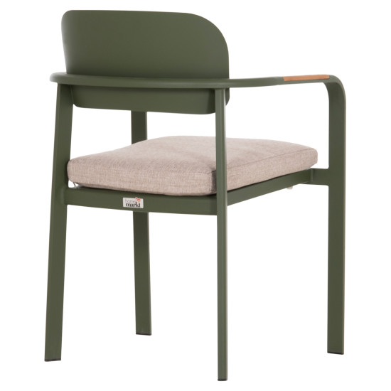 Πολυθρονα τραπεζαριασ elara hm6414.06 πρασινο αλουμινιο-μπεζ olefin--teak 56x62x78υεκ **