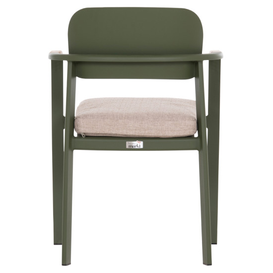 Πολυθρονα τραπεζαριασ elara hm6414.06 πρασινο αλουμινιο-μπεζ olefin--teak 56x62x78υεκ **