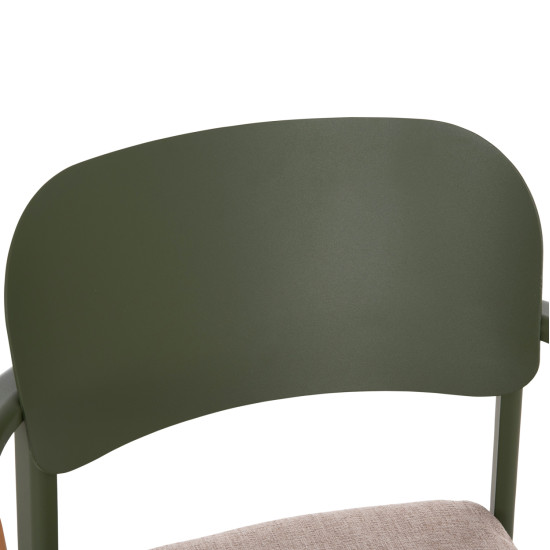 Πολυθρονα τραπεζαριασ elara hm6414.06 πρασινο αλουμινιο-μπεζ olefin--teak 56x62x78υεκ **