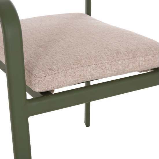 Πολυθρονα τραπεζαριασ elara hm6414.06 πρασινο αλουμινιο-μπεζ olefin--teak 56x62x78υεκ **