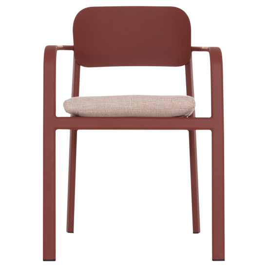 Πολυθρονα τραπεζαριασ elara hm6414.07 κεραμιδι αλουμινιο-μπεζ olefin--teak 56x62x78υεκ **