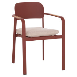 Πολυθρονα τραπεζαριασ elara hm6414.07 κεραμιδι αλουμινιο-μπεζ olefin--teak 56x62x78υεκ **