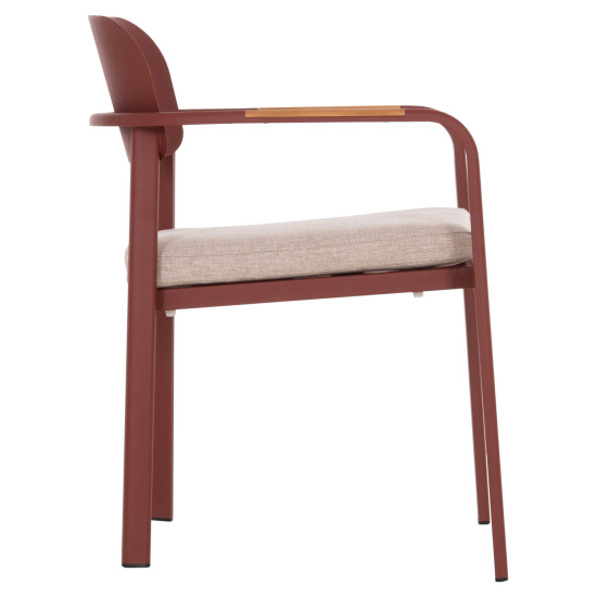 Πολυθρονα τραπεζαριασ elara hm6414.07 κεραμιδι αλουμινιο-μπεζ olefin--teak 56x62x78υεκ **