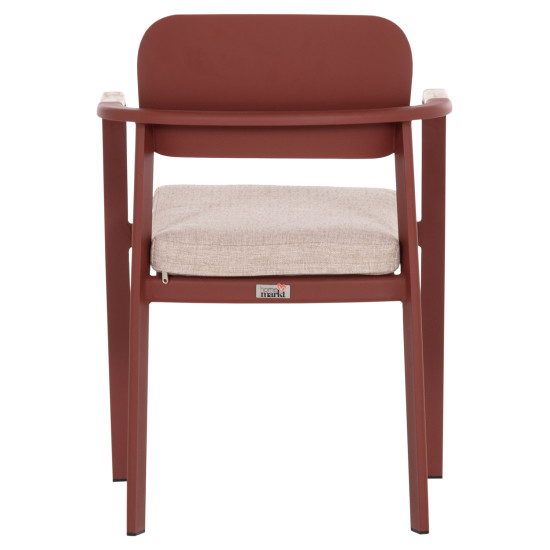 Πολυθρονα τραπεζαριασ elara hm6414.07 κεραμιδι αλουμινιο-μπεζ olefin--teak 56x62x78υεκ **