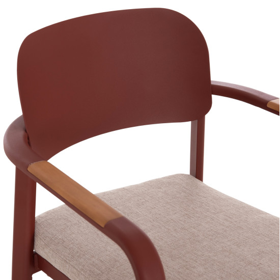 Πολυθρονα τραπεζαριασ elara hm6414.07 κεραμιδι αλουμινιο-μπεζ olefin--teak 56x62x78υεκ **