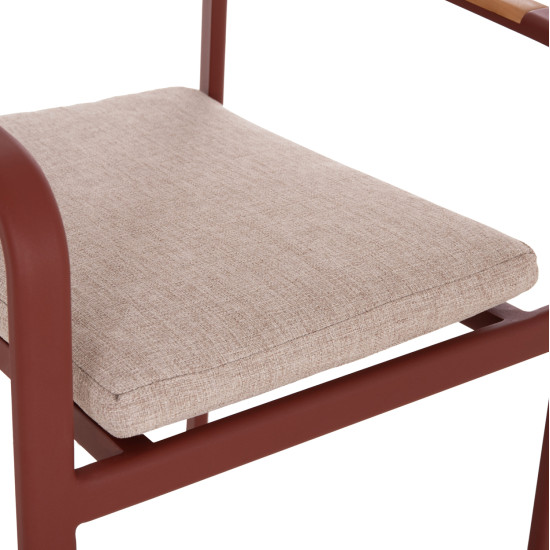 Πολυθρονα τραπεζαριασ elara hm6414.07 κεραμιδι αλουμινιο-μπεζ olefin--teak 56x62x78υεκ **