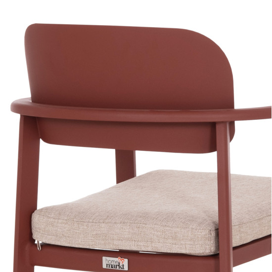 Πολυθρονα τραπεζαριασ elara hm6414.07 κεραμιδι αλουμινιο-μπεζ olefin--teak 56x62x78υεκ **