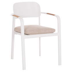 Πολυθρονα τραπεζαριασ elara hm6414.02 λευκο αλουμινιο-μπεζ olefin--teak 56x62x78υεκ **