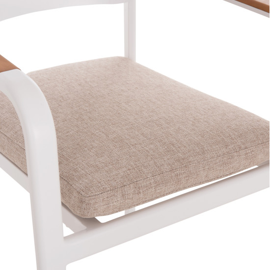 Πολυθρονα τραπεζαριασ elara hm6414.02 λευκο αλουμινιο-μπεζ olefin--teak 56x62x78υεκ ** Πολυθρονα τραπεζαριασ elara hm6414.02 λευκο αλουμινιο-μπεζ olefin--teak 56x62x78υεκ **